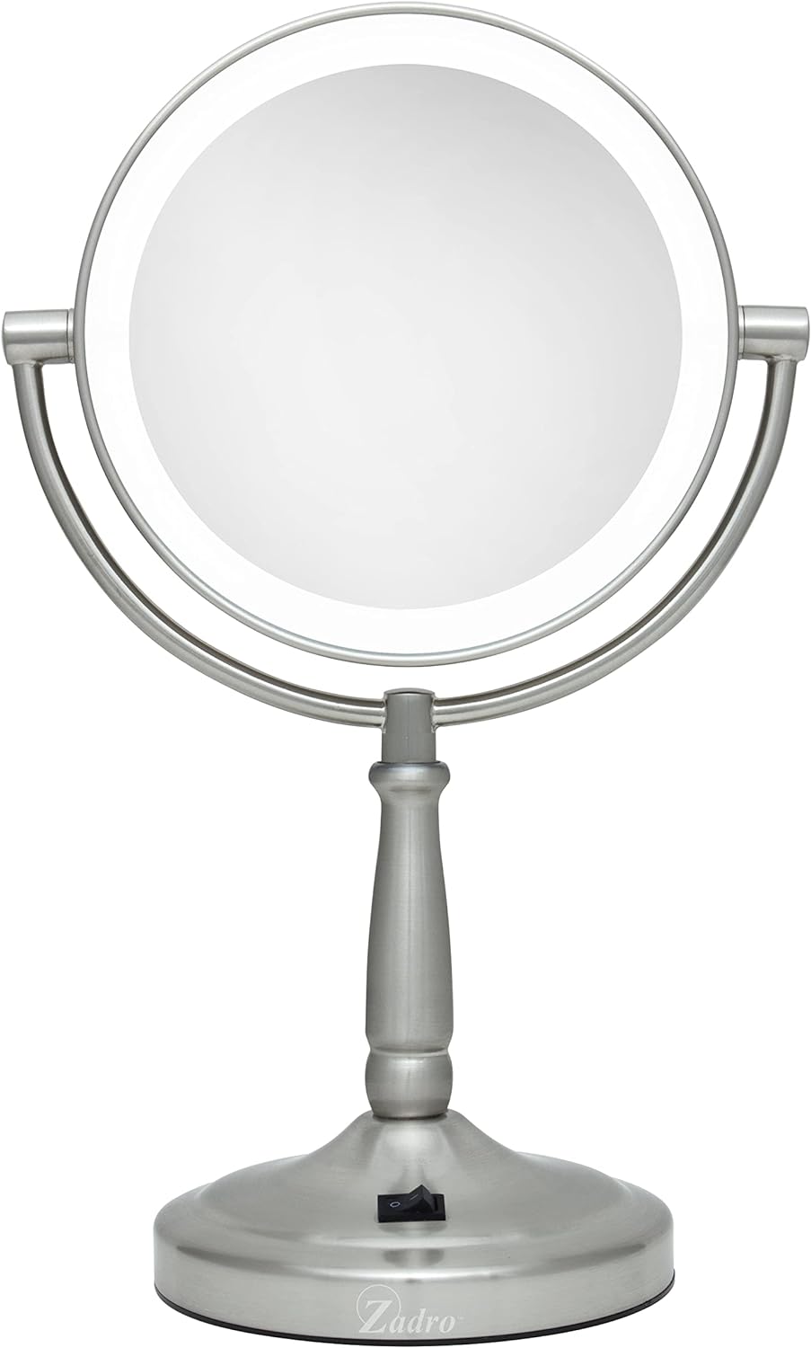 20 Year Zadro Cordless Dual-Sided LED Lighted Round Vanity Mirror 10X/1X