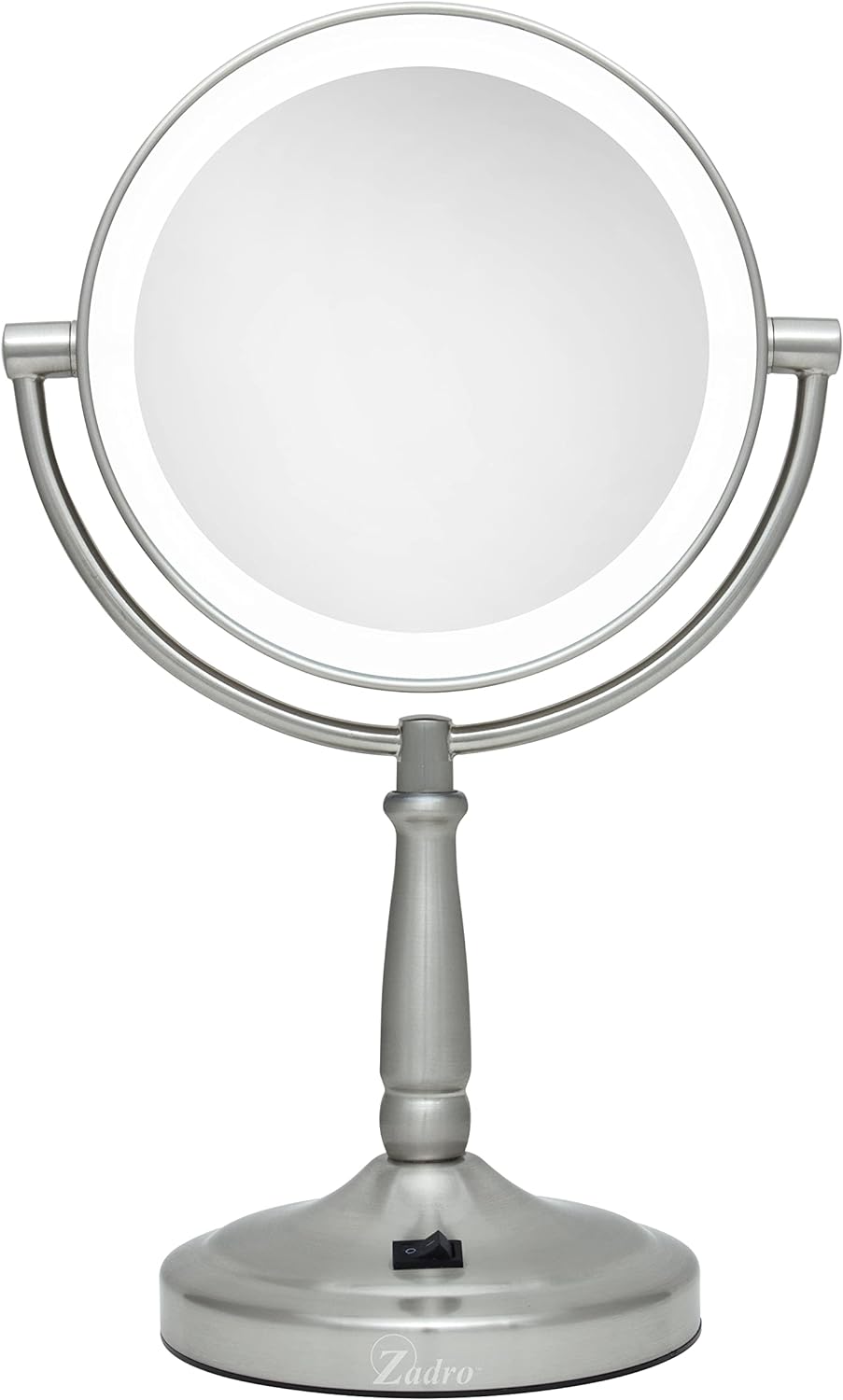 25 Year Zadro Cordless Dual-Sided LED Lighted Round Vanity Mirror 10X/1X